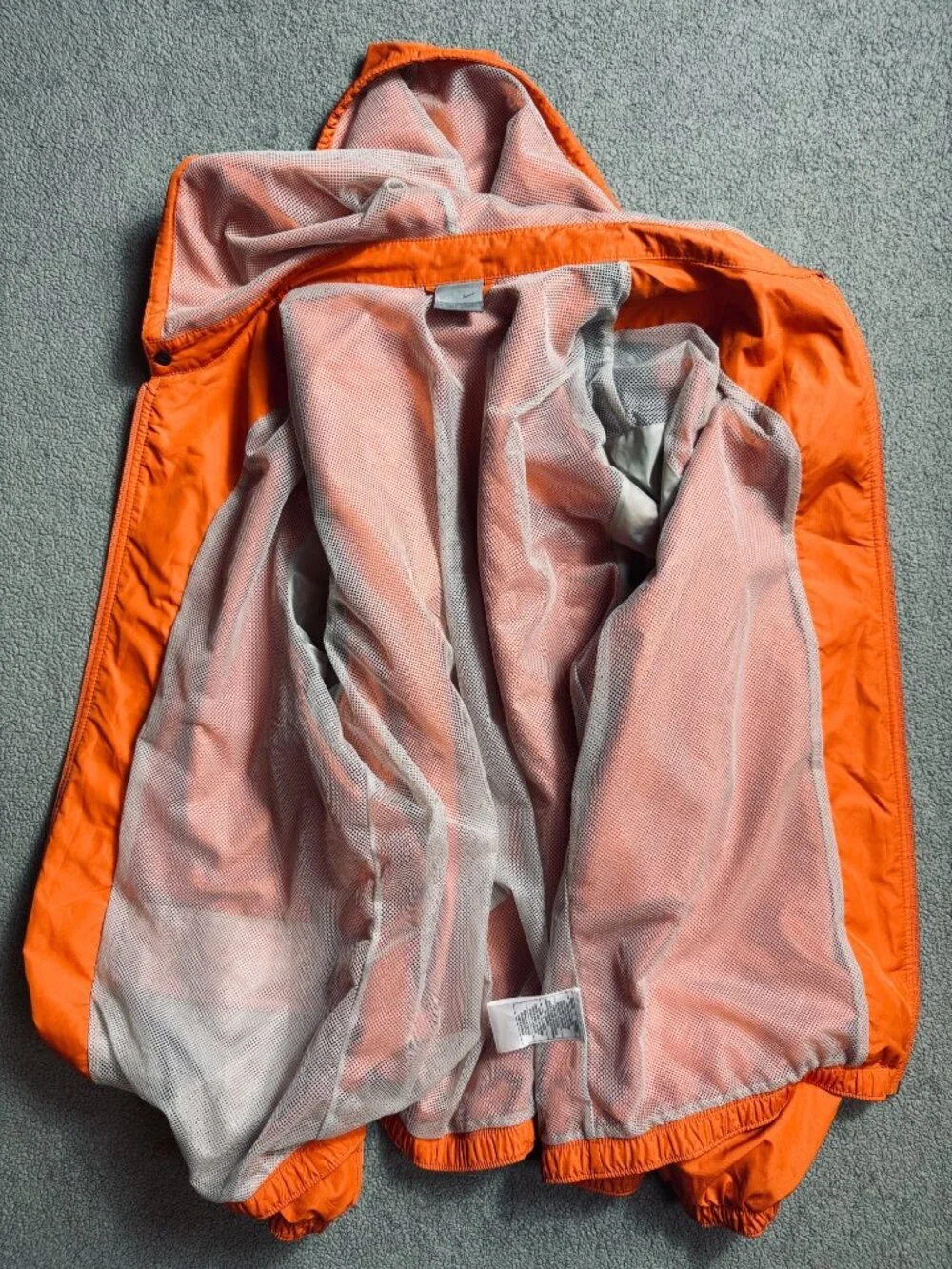 Nike Orange Black Hooded Windbreaker Jacket Men’s Large Full Zip Lightweight Y2K